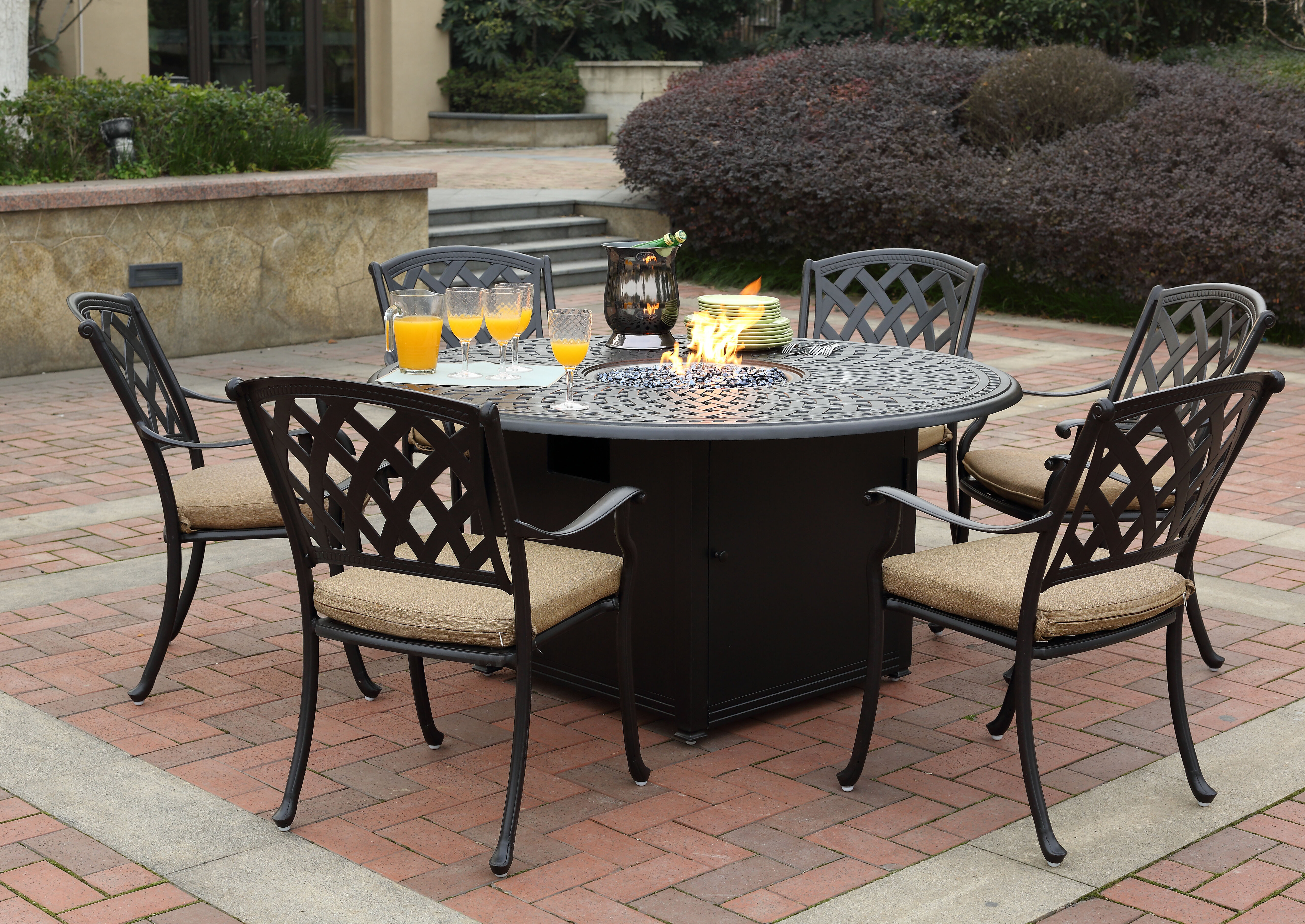 patio dining fire table