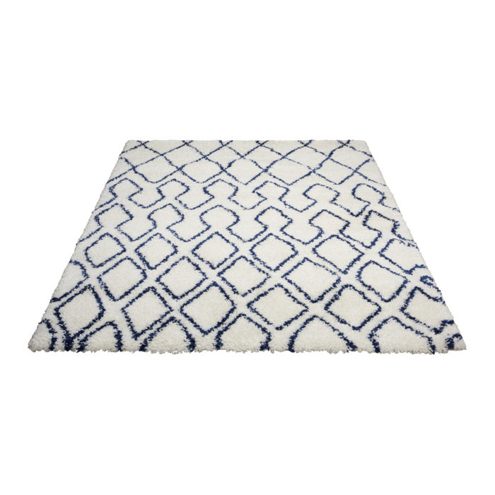 Riad Shag Ivory Navy Area Rug Reviews Joss Main