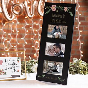 Personalized Three Window Wedding Floral Picture Frame