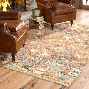 Elan Hand-Woven Red/Beige Area Rug