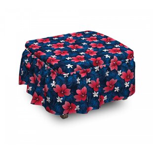 Exotic Flora 2 Piece Box Cushion Ottoman Slipcover Set By East Urban Home