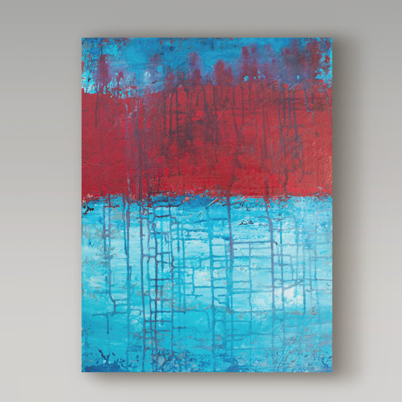 Trademark Art Lithosphere Red Stripe Acrylic Painting Print On