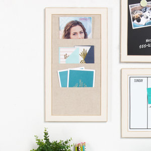 Cottage Framed Burlap Pocket Bulletin Board