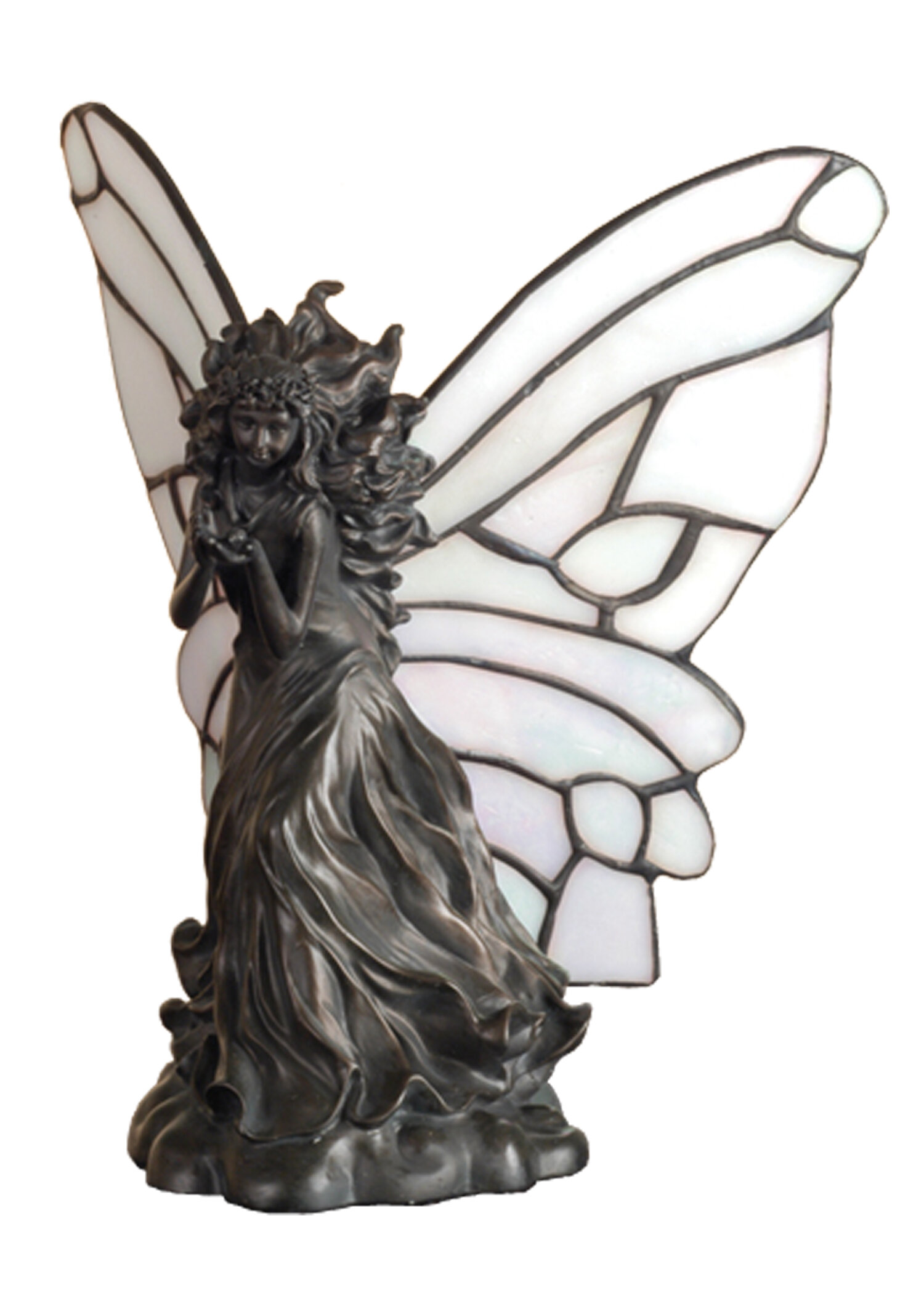 Fairy With Blue Wings Holding Dragonfly Figurine Mythical Statue 