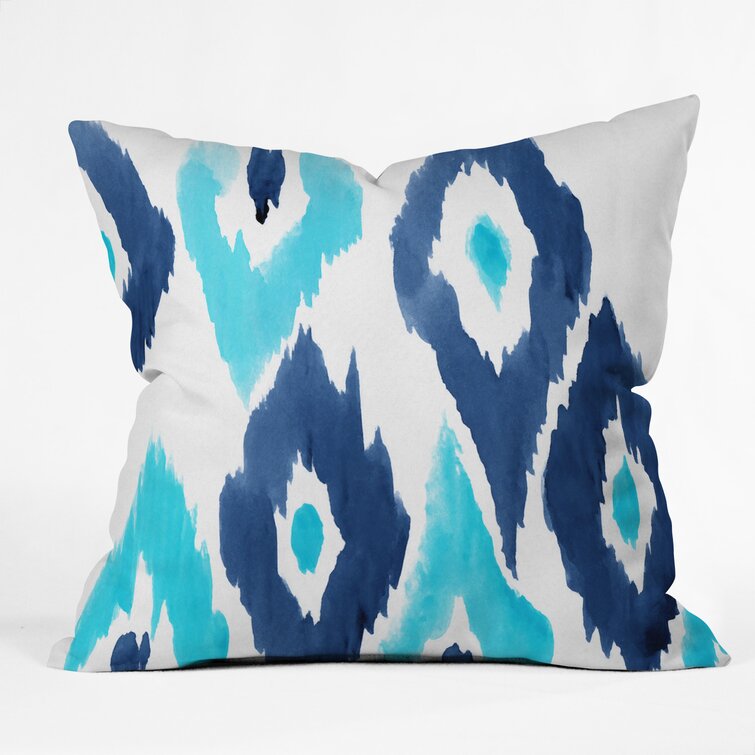 Ikat Floor Pillow Blue Traditional Cotton One Reversible 