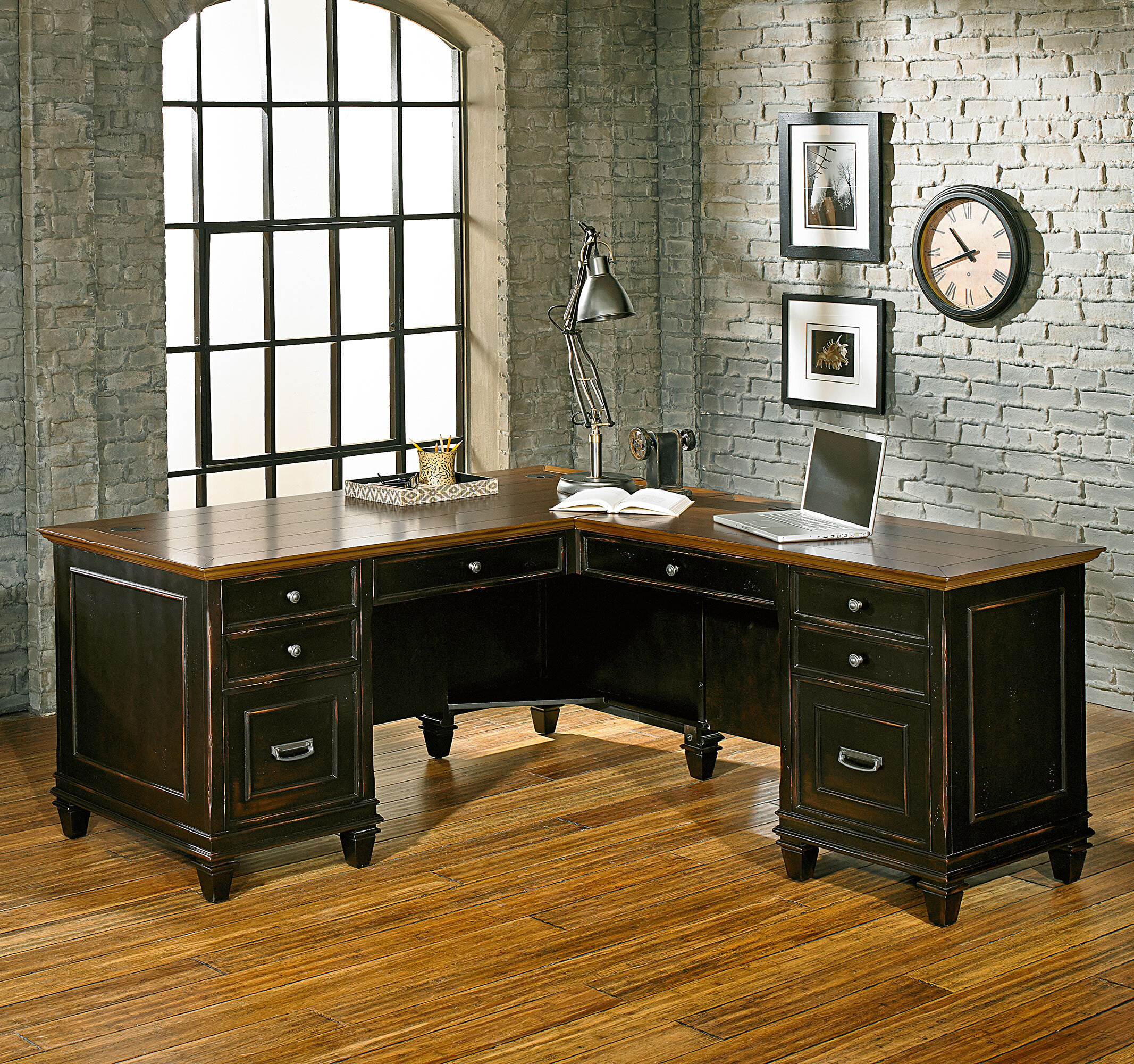 17 Stories Django Solid Wood L Shape Executive Desk Reviews