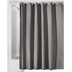 mDesign LONG Cotton Waffle Weave Fabric Shower Curtain Brown 72" x 84" 