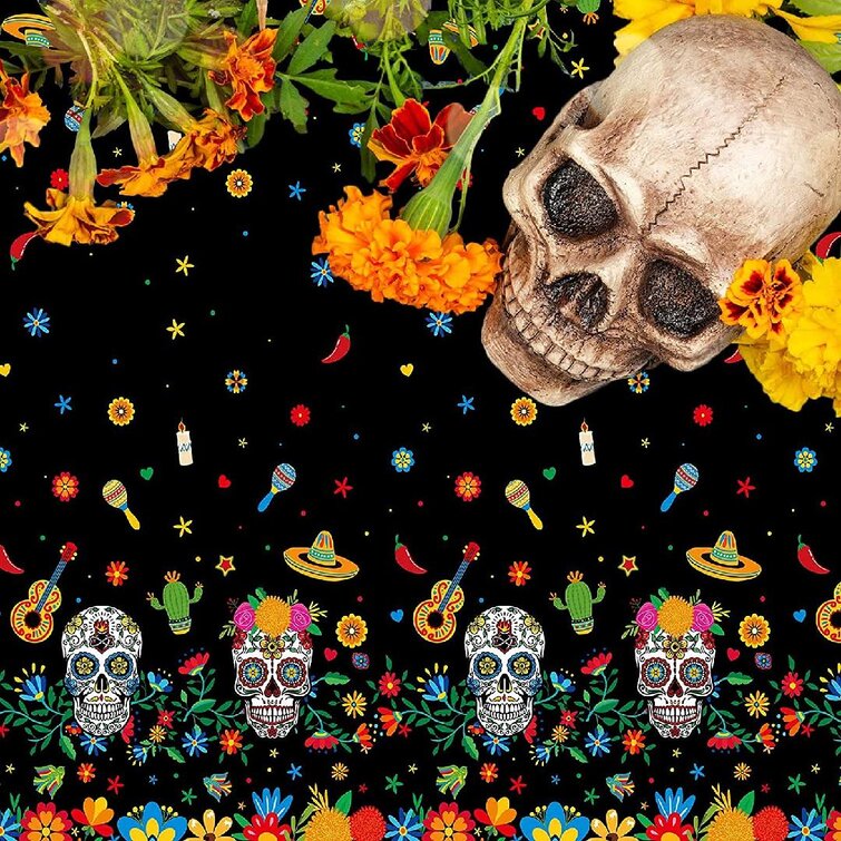 DAY OF THE DEAD TABLE COVER HALLOWEEN PARTY TABLECLOTH DECORATION MEXICAN FIESTA 