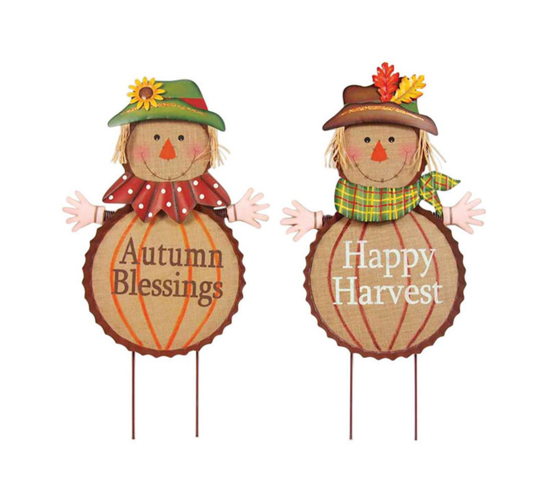 The Holiday Aisle 2 Piece Metal Scarecrow Harvest Fall Decoration
