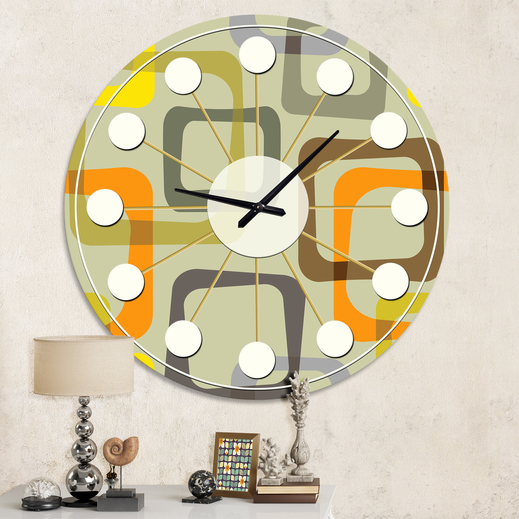 East Urban Home Oversized Design Vii Mid Century Wall Clock Wayfair