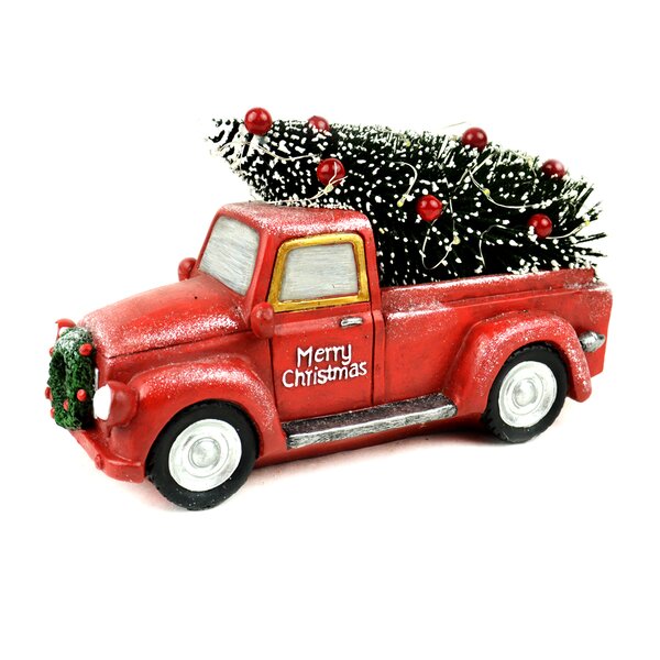 Lot of 8 Red Truck with Bottlebrush Tree Christmas Ornaments New 