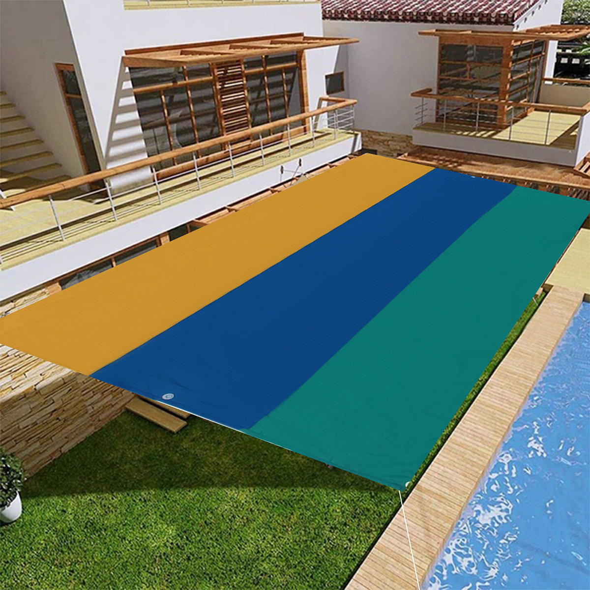 WOODYHOME 52" X 90" Swing Set Canopy WOODYHOME Fabric Blue/Yellow Swing