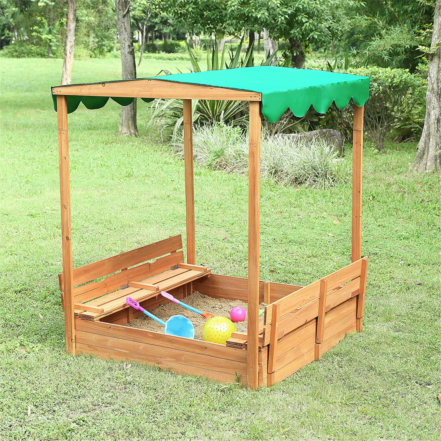 Harriet Bee Eirwen 46.5" x 9.25" Solid Wood Natural Sandbox & Reviews |  Wayfair