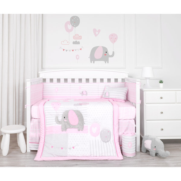 purple elephant crib set