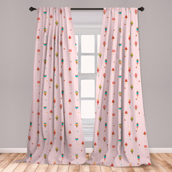 East Urban Home Ambesonne Ice Cream Curtains Pastel Pink Striped