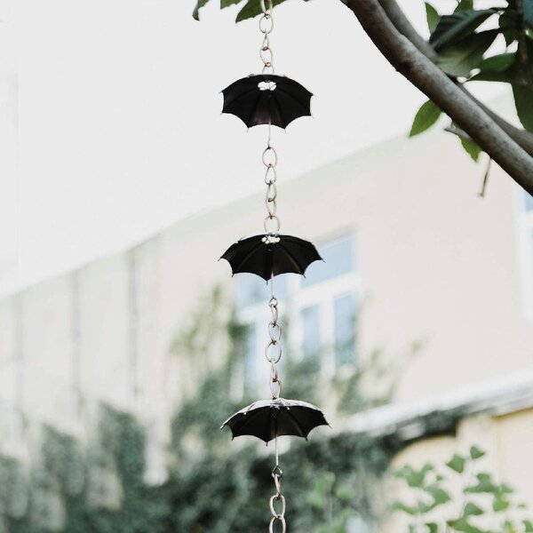 Bell Rain Chain,Rain Catcher for Downspout with Adapter,Thick Iron Flower Cups Garden Decorative,Metal Garden Art Gift for Mom 
