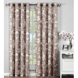 Bohemian Nature/Floral Sheer Grommet Curtain Panels (Set of 2)