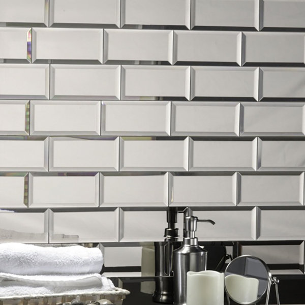 Abolos Echo 3 X 6 Mirror Gl L Stick Subway Tile In Silver Abolos Echo 3 X 6 Mirror Gl L Stick Subway Tile In Silver Reviews Wayfair