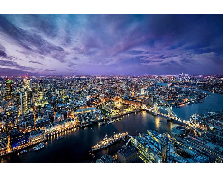 East Urban Home Skyline Night View City Photographic Print On Wrapped Canvas Wayfair Co Uk