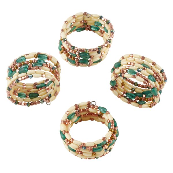 A Joyful complement to Your Dinner Table and Their Accessories Hand Made by Skilled artisans Brown Beaded Napkin Holders Alpha Living Home Handicraft Floral Beaded Napkin Rings Set of 4 2 Inch