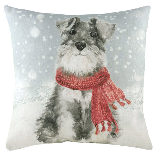 Snowy Dog with Scarf Cushion with Filling Evans Lichfield Fill Material: Feathers