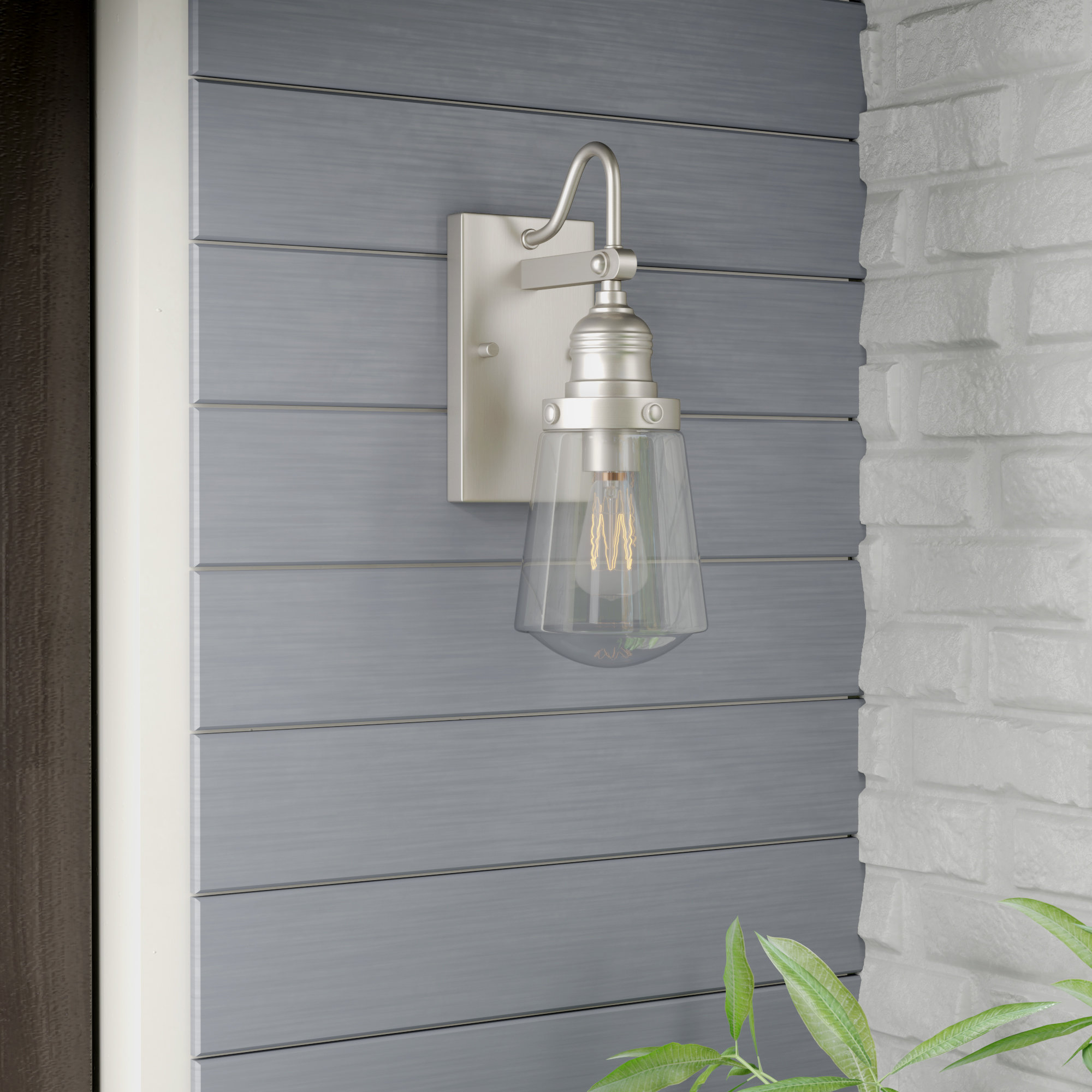 Satin Nickel Outdoor Wall Lighting You Ll Love In 2020 Wayfair Satin Nickel Outdoor Wall Lighting You