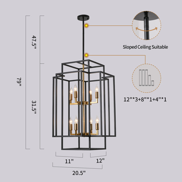 Lioba 4 - Light Lantern Rectangle Chandelier