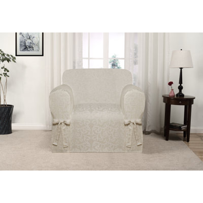 Box Cushion Armchair Slipcover Charlton Home® Fabric: Natural Linen Blend