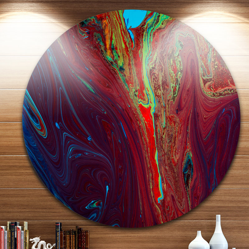 Designart Dark Red Abstract Paint Mix Oil Painting Print On