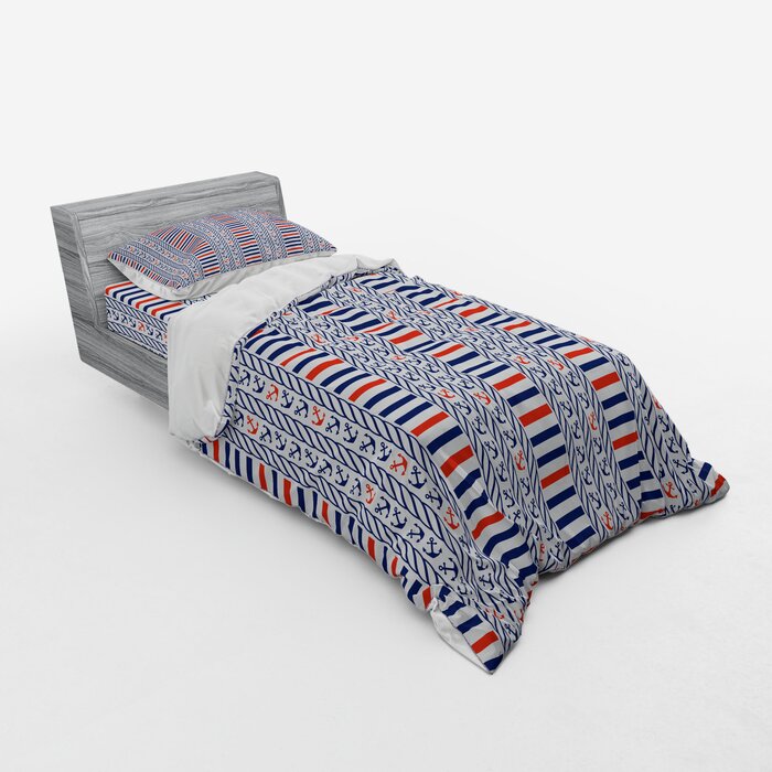 East Urban Home Marine Anchors Rope Sailor Navy Duvet Cover Set