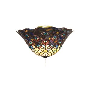 Tiffany Peacock Feather Bowl Ceiling Fan Light Kit