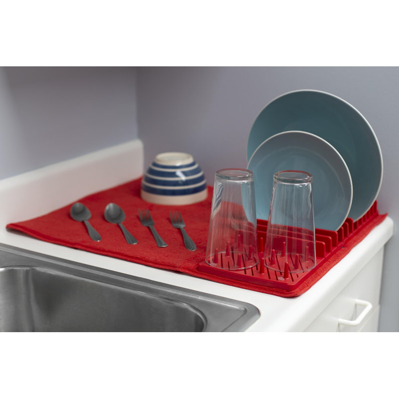 HDS TRADING CORP Low Profile Plastic Dish Drying Rack With Buttoned ...