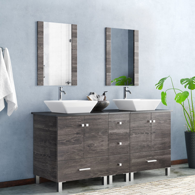 Orren Ellis Barbonne 60 Double Bathroom Vanity With Mirror Reviews Wayfair