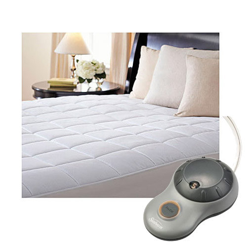 Sunbeam Premium Quilted Cotton Electric Twin Polyester Heated Mattress Pad