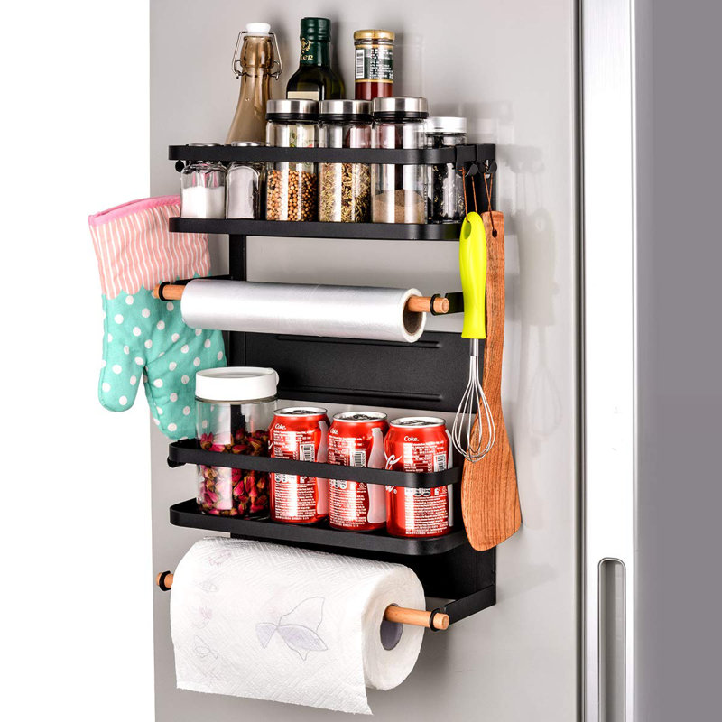 Rebrilliant Magnetic Fridge Spice Rack Organizer 4 Tier Mounted Storage Paper Towel Holder Reviews Wayfair