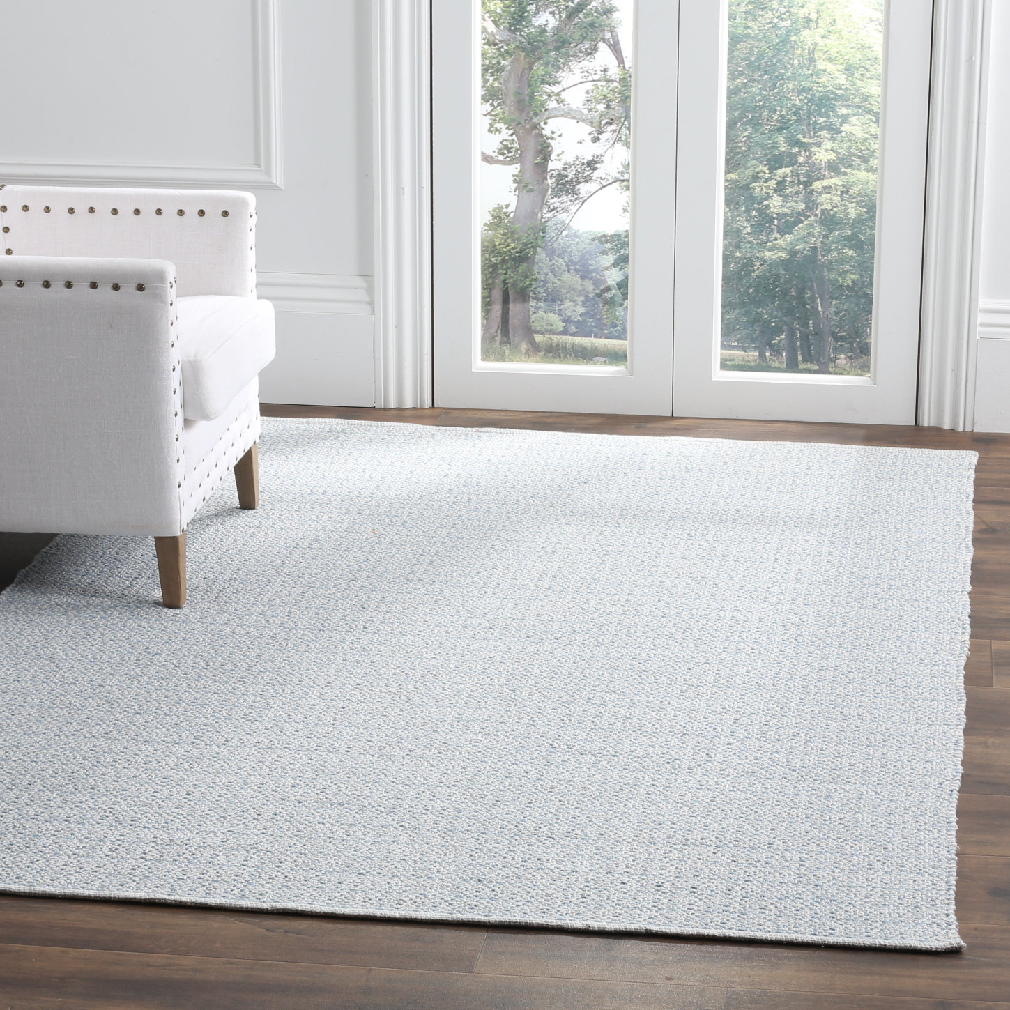 Dovewood Geometric Handmade Flatweave Cotton Ivory Light Blue Area Dovewood Geometric Handmade Flatweave