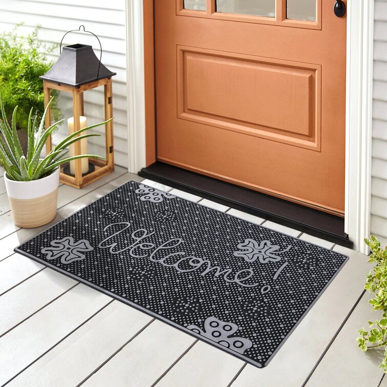 Home Garden Hardware 37206 Red Flower Printed Coir Doormat Small Natural