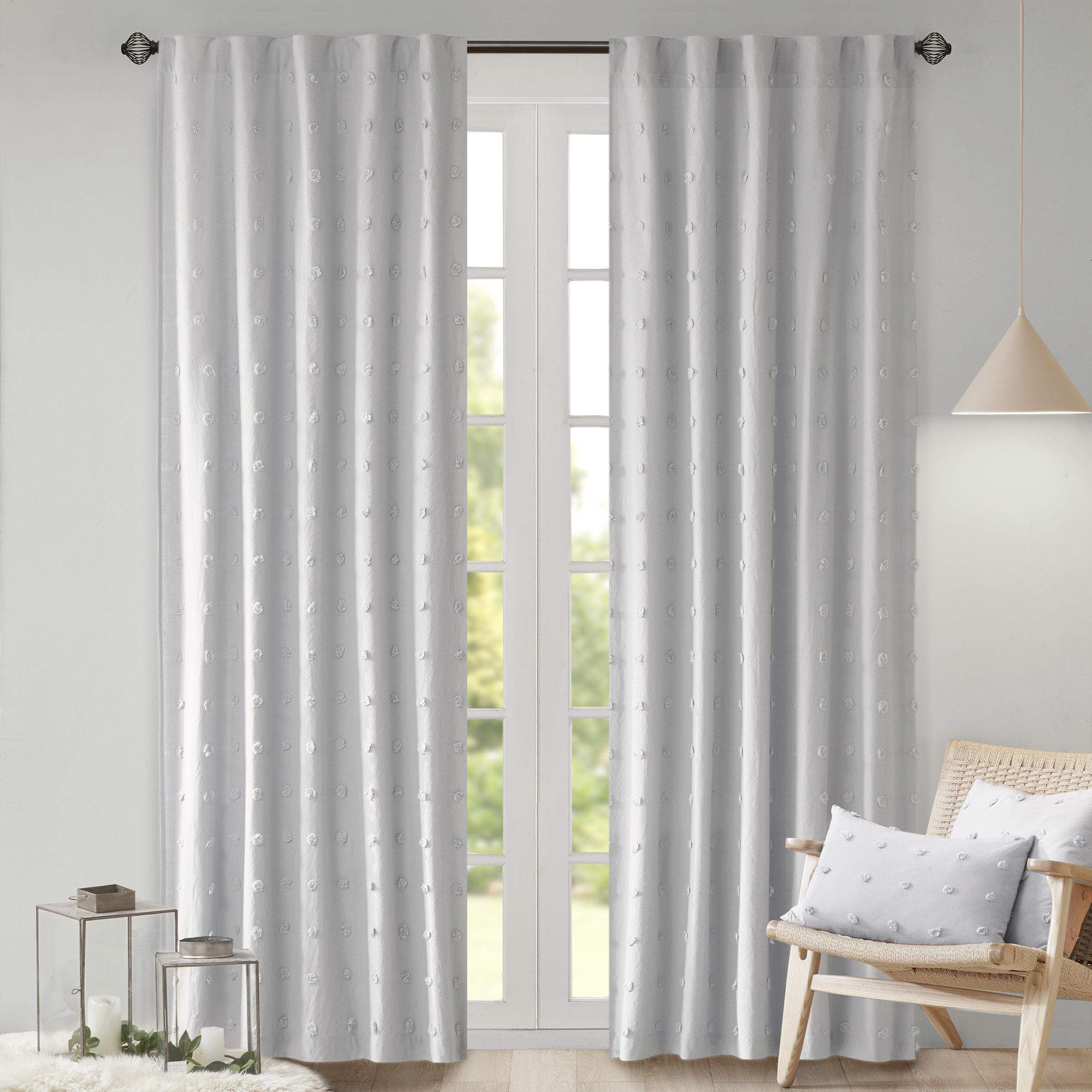 Braunste 100 Cotton Polka Dots Rod Pocket Curtains Drapes