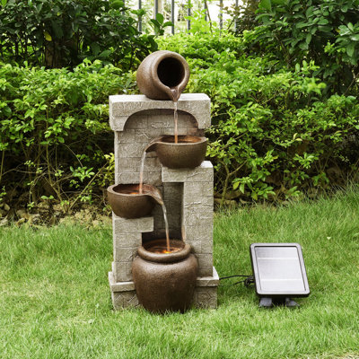 Caetana 28" Solar-Powered 4-Tier Outdoor Water Fountain