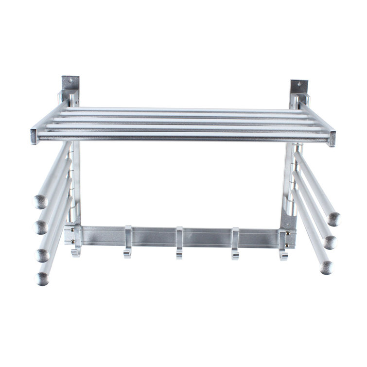 YYBUSHER Silver Foldable Wall Mounted Swivel Towel Rack Space Aluminum