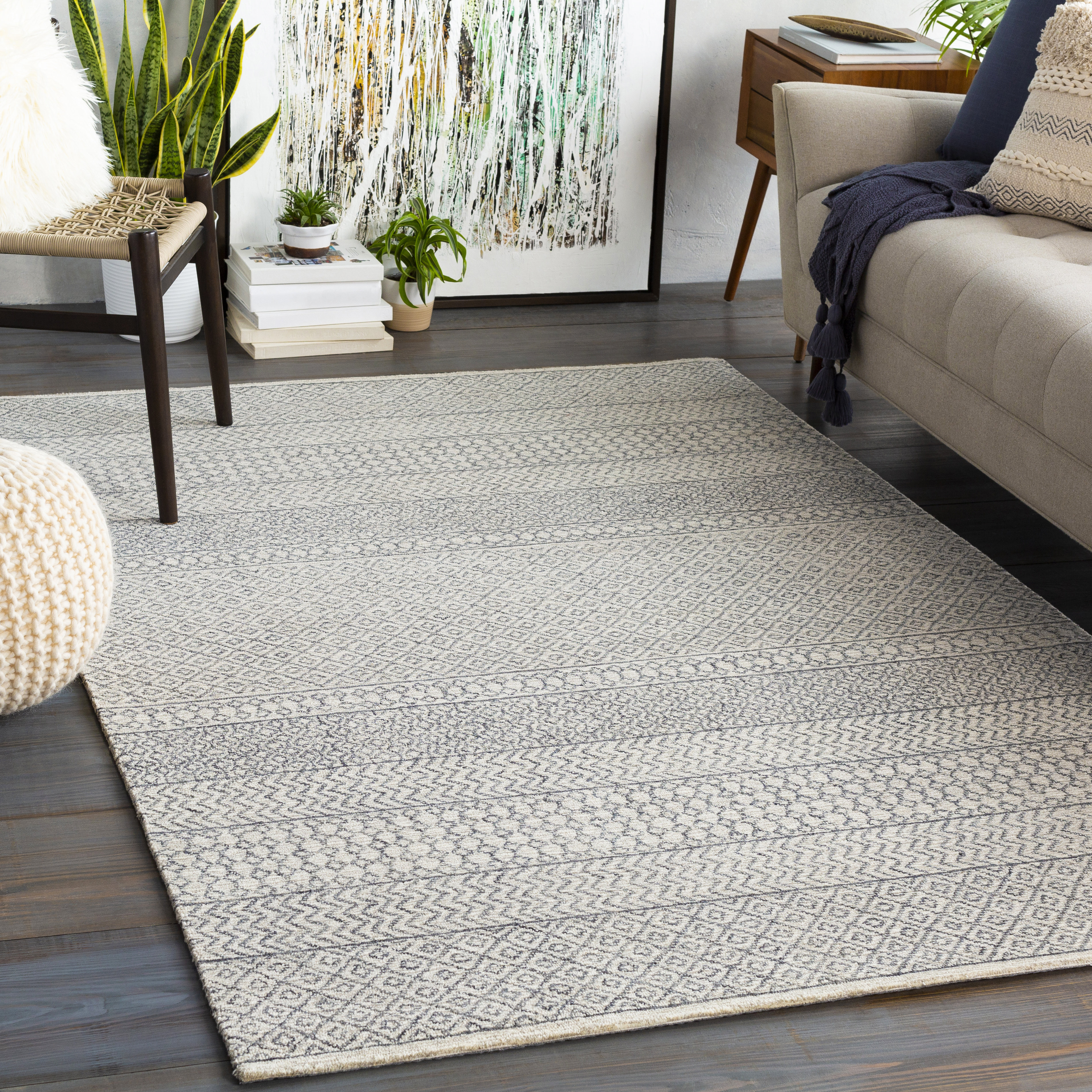Pittsfield Handmade Tufted Wool Beige Ivory Charcoal Rug Reviews Birch Lane