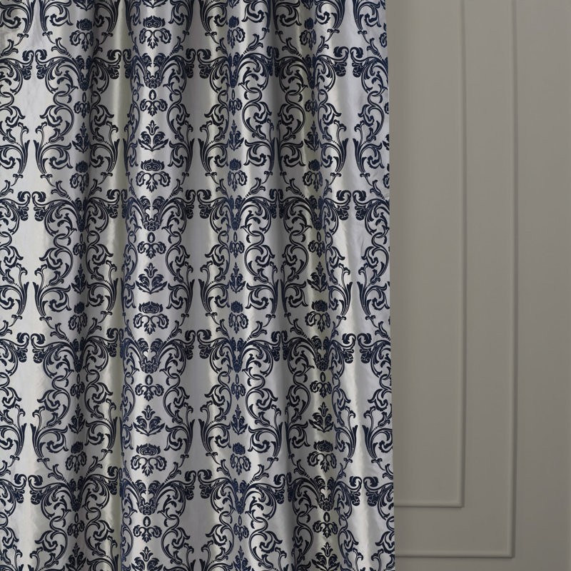 House Of Hampton Hervey Firenze Fern Flocked Faux Silk Damask Room Darkening Thermal Rod Pocket Single Curtain Panel Reviews Wayfair Hervey Firenze Fern Flocked Faux Silk