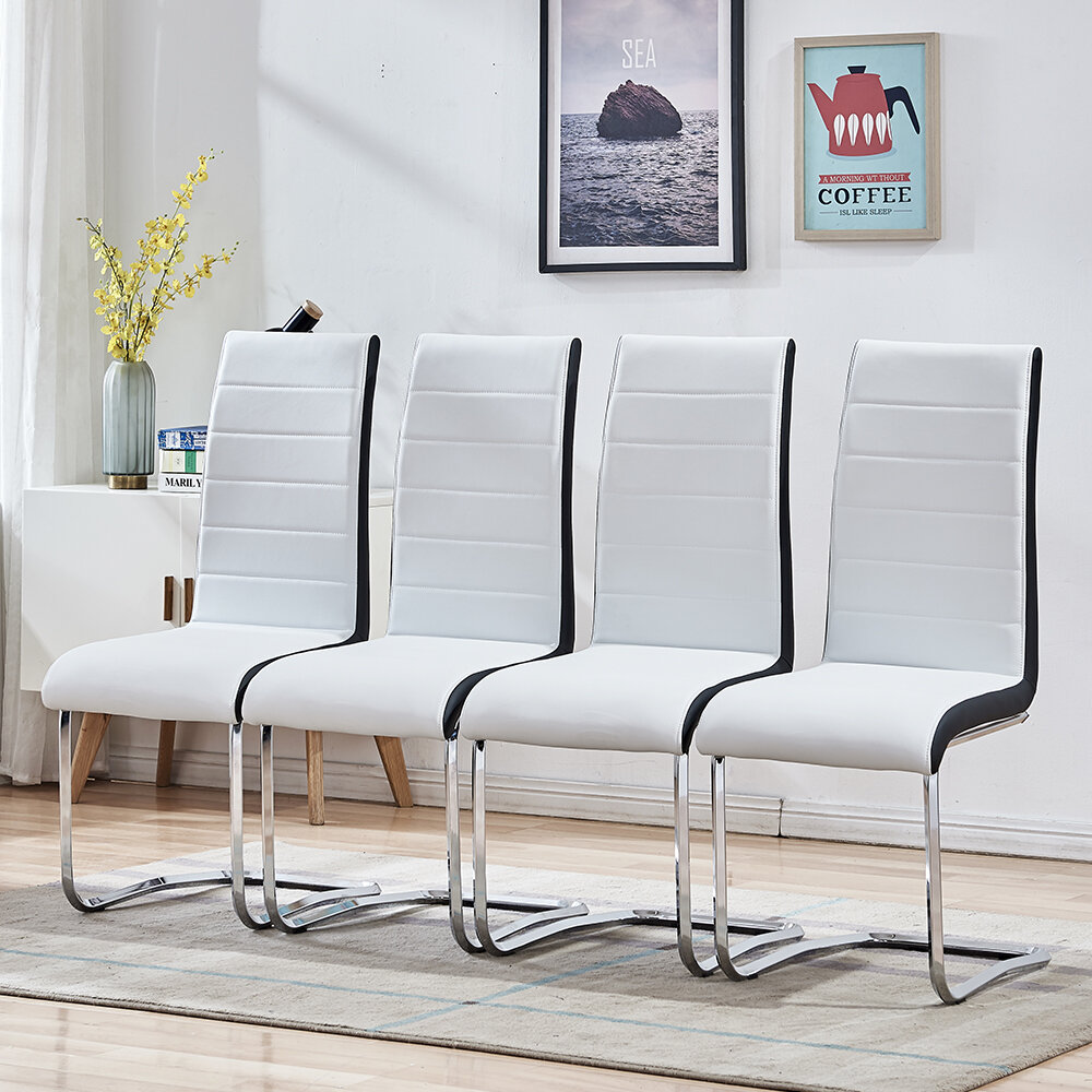 Set of 4 Grey Home Padded Faux Leather Folding Office Chair