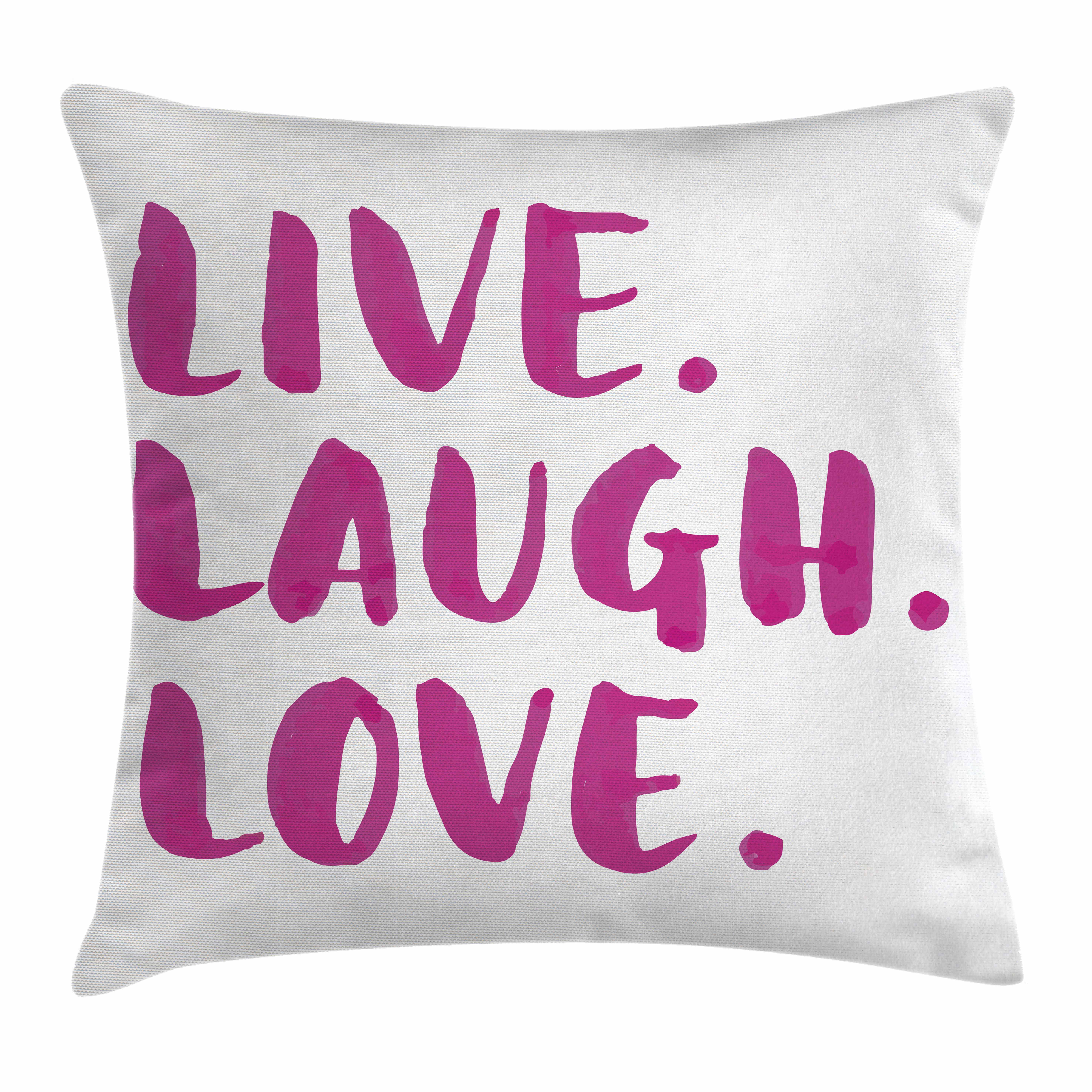 East Urban Home Live Laugh Love Happy Message Square Pillow Cover