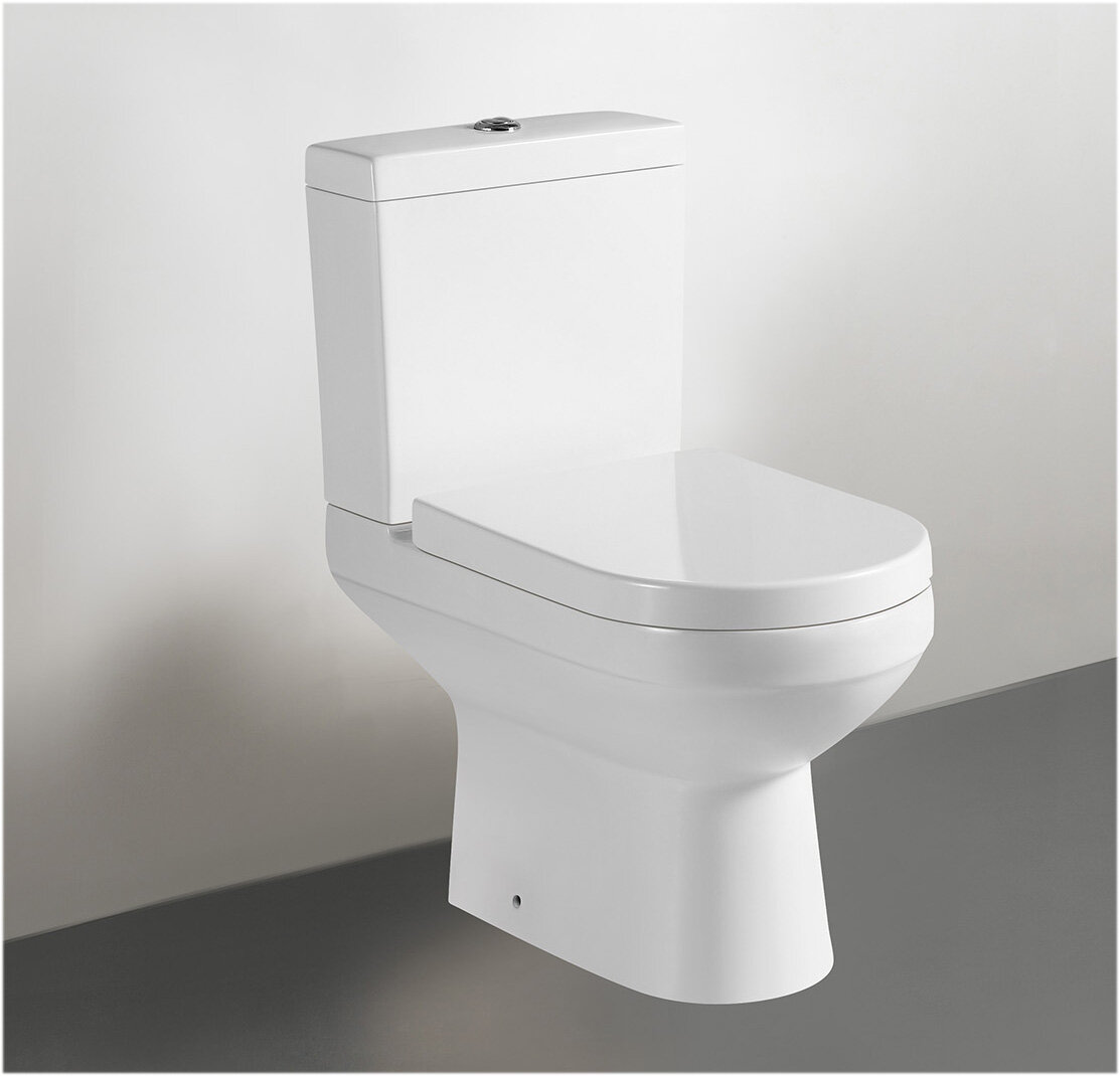 Belfry Bathroom Debellis Close Coupled Toilet With Button Flush And Soft Close Seat Wayfair Co Uk