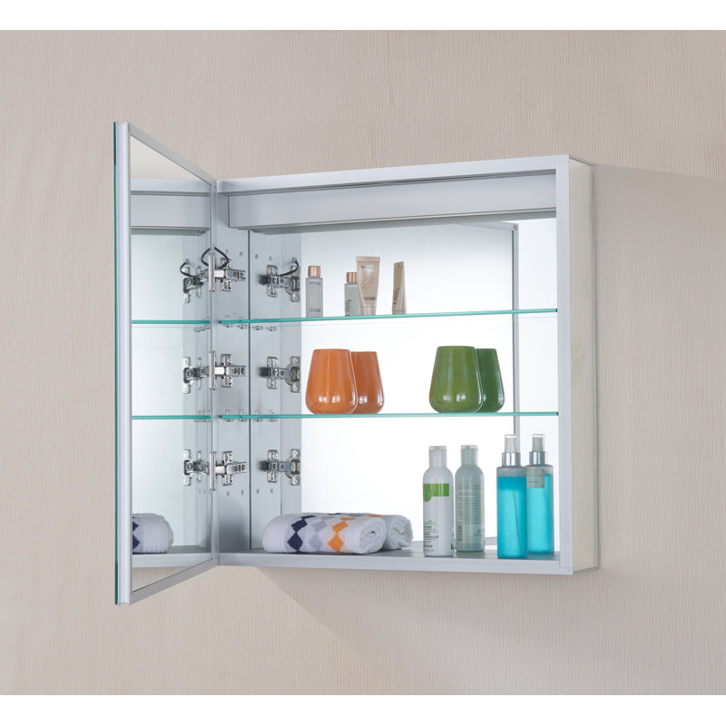 Orren Ellis Collum Recessed Or Surface Mount 1 Doors Medicine Cabinet With 2 Adjustable Shelves And Led Lighting Reviews Wayfair