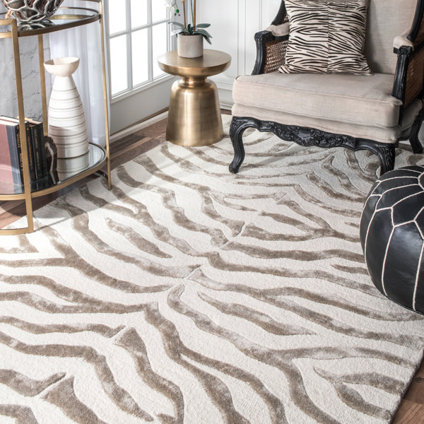 Mercer41 Fathima Animal Print Hand Tufted Wool Gray Area Rug Reviews Wayfair