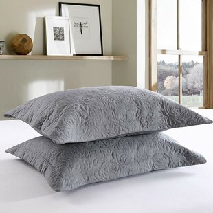 Pinch Plated European Euro Pillow Shams Set of 2PC Gray SOLID 500TC 100% COTTON 
