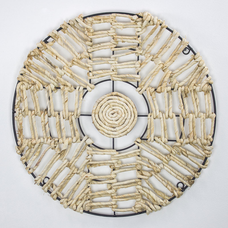Bungalow Rose Round Metal And Woven Corn Husk Wall Decor Wayfair
