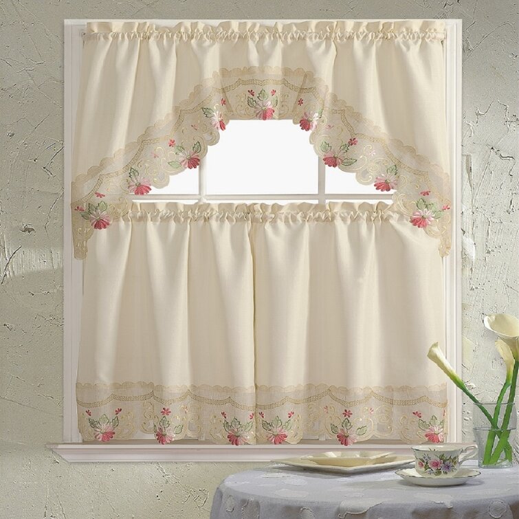 Ophelia & Co. Melendez Floral Swag Kitchen Curtain & Reviews | Wayfair